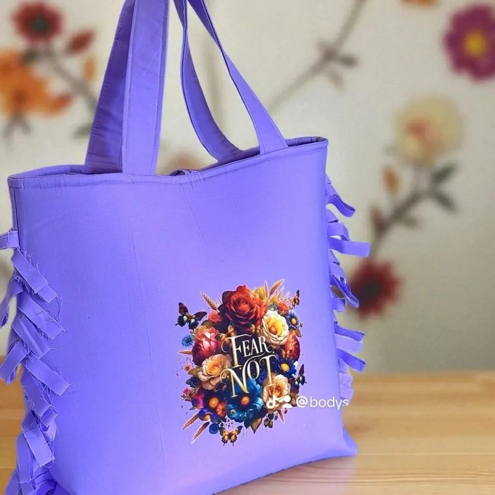Vibrant Purple Tote with Floral Accent
